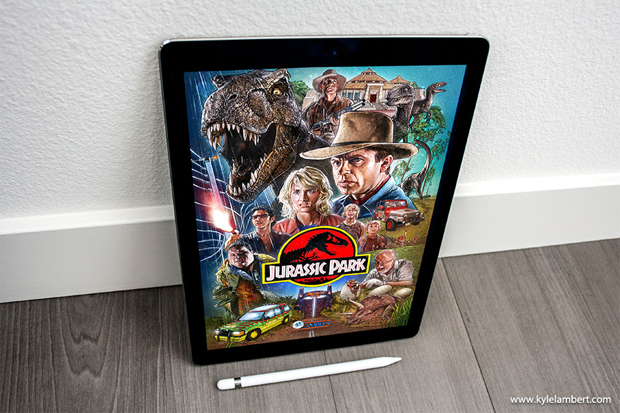 Jurassic Park Poster - Drawn with an iPad Pro & Apple Pencil using the Procreate app