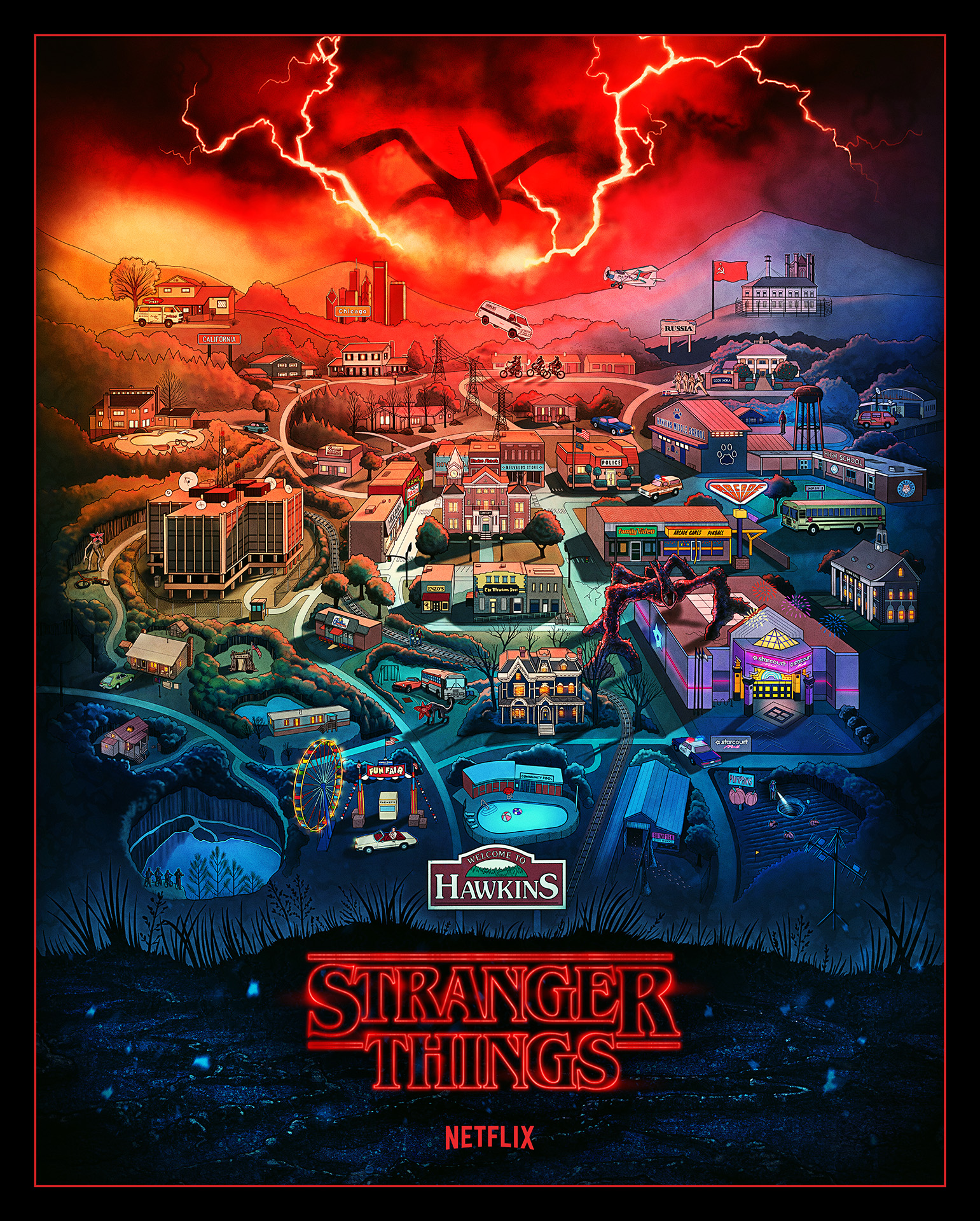 Stranger Things - Hawkins Map - by Kyle Lambert