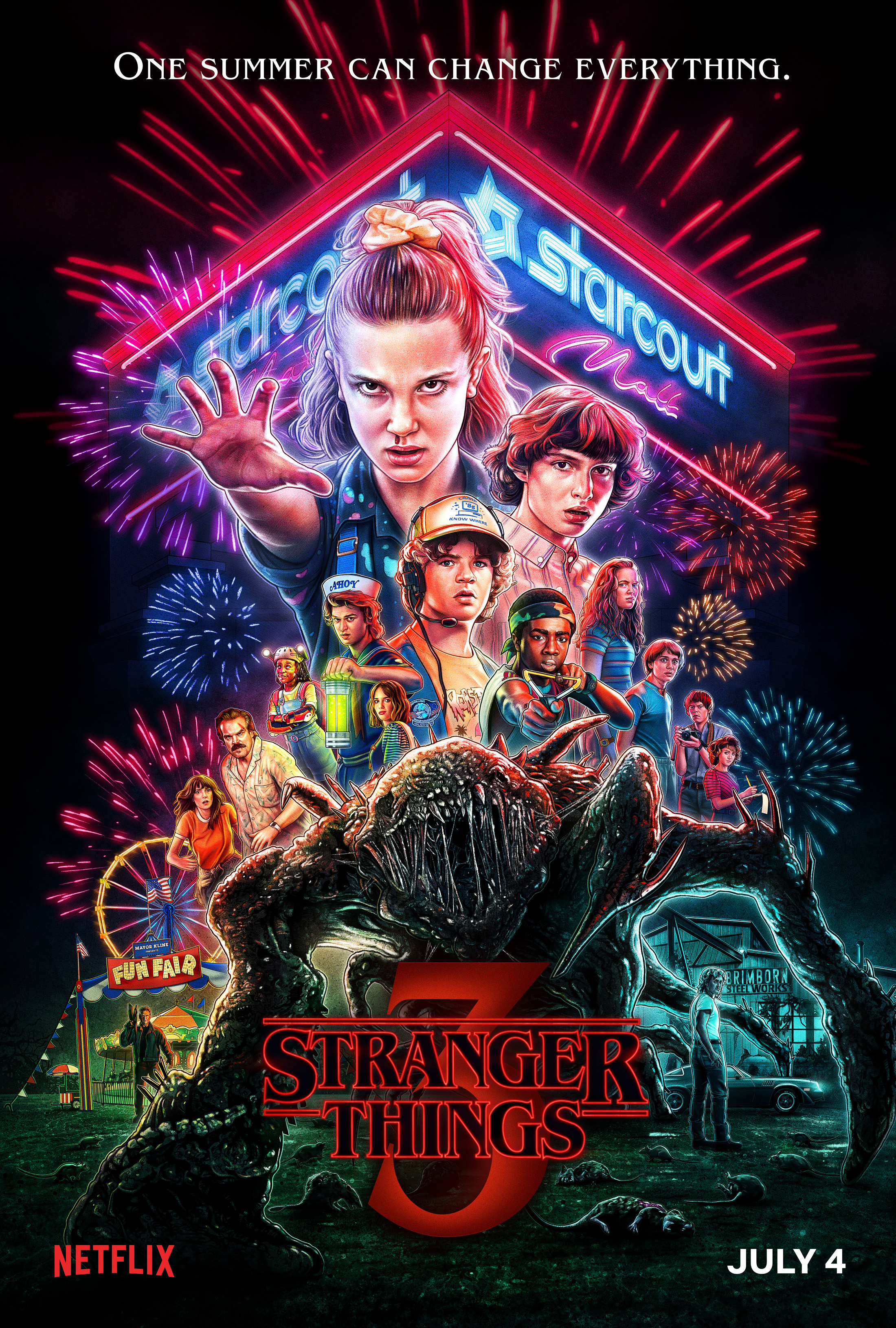 Stranger Things 3 - Illustrated Poster