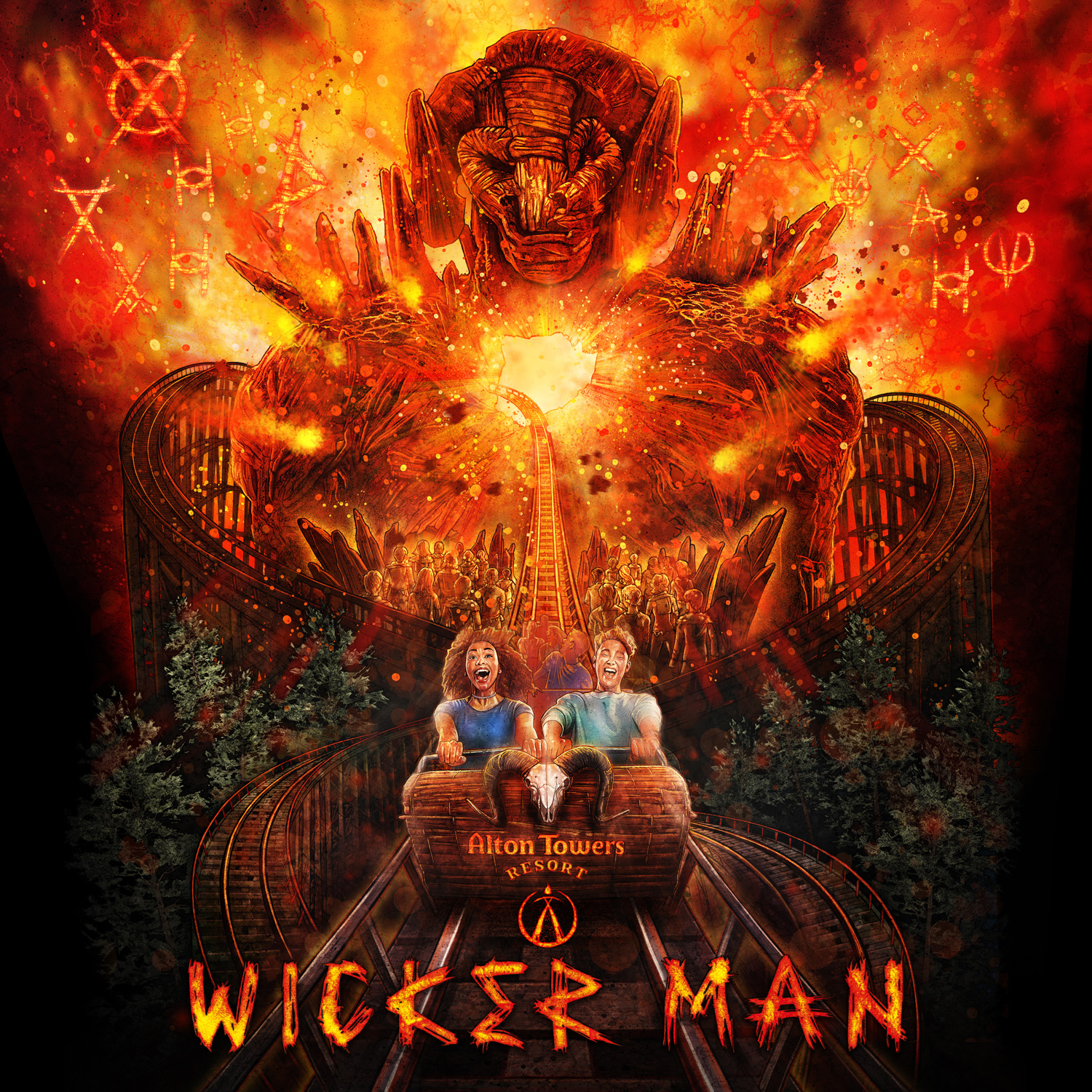 Wicker Man - Alton Towers Theme Park Poster - Square